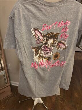 Gray Kids Graphic Tee with Pink Accents - Don't Make Me Flip My Heifer